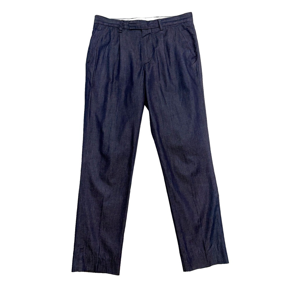Paul Smith 30x30 Indigo Dyed Chino Pants Slim Designer Cotton Trousers Pleated